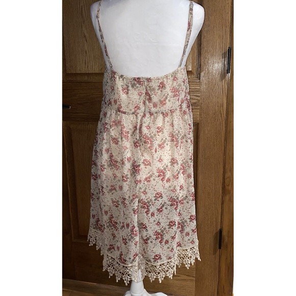 Scrap-Work Large Dress Lace Hem Brown Floral Scrap Work Romantic - Picture 3 of 11